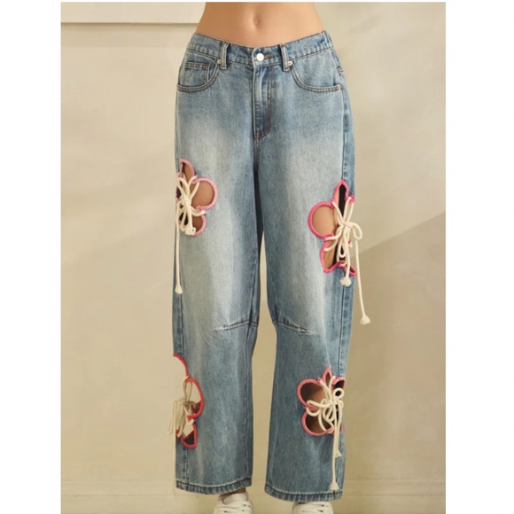 Oli and Hali Pants - 🎉 Oli & Hali “ BECKY ” Oli and Hali EMBROIDERY CUTOUTS WITH TIE STRING 95